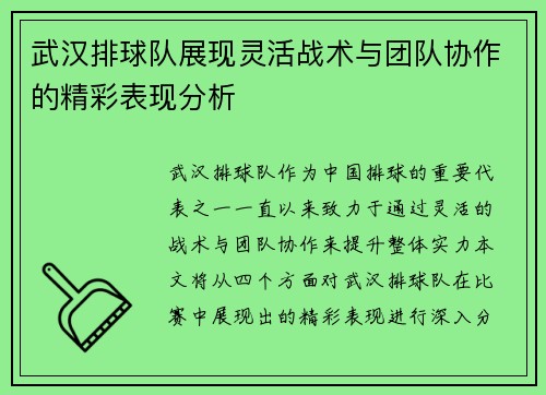 武汉排球队展现灵活战术与团队协作的精彩表现分析