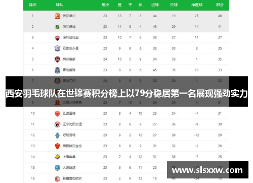 西安羽毛球队在世锦赛积分榜上以79分稳居第一名展现强劲实力